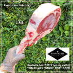 Beef rib TOMAHAWK Australia STEER (young cattle) DIAMANTINA frozen portioned 1 rib +/- 1.6kg (price/kg)